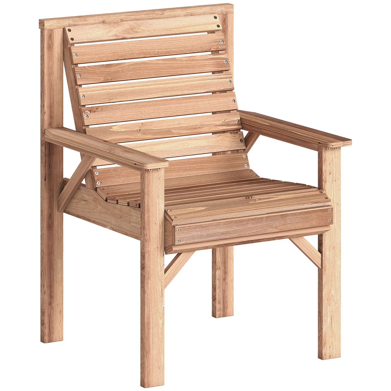 Wood Garden Chair Outdoor Dining Chair With Curved Seat | Natural