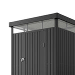5.31ftx 8.46ft Metal Garden Storage Shed Skylight Roof Shed, Flat Roof Storage