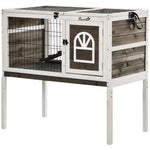 Wooden Rabbit Hutch, Small Animal House W/ Removable Tray, Openable Roof | Brown