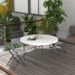 Φ122 Folding Garden Table, Hdpe Round Picnic Table, White
