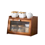 2-tier Bamboo Bread Storage Cabinet For Kitchen Counter | Brown