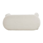 110cmW Oval Upholstered Storage Bench – White Teddy Fleece Flip-Top Ottoman Seat with Wooden Frame, Modern Nordic Style