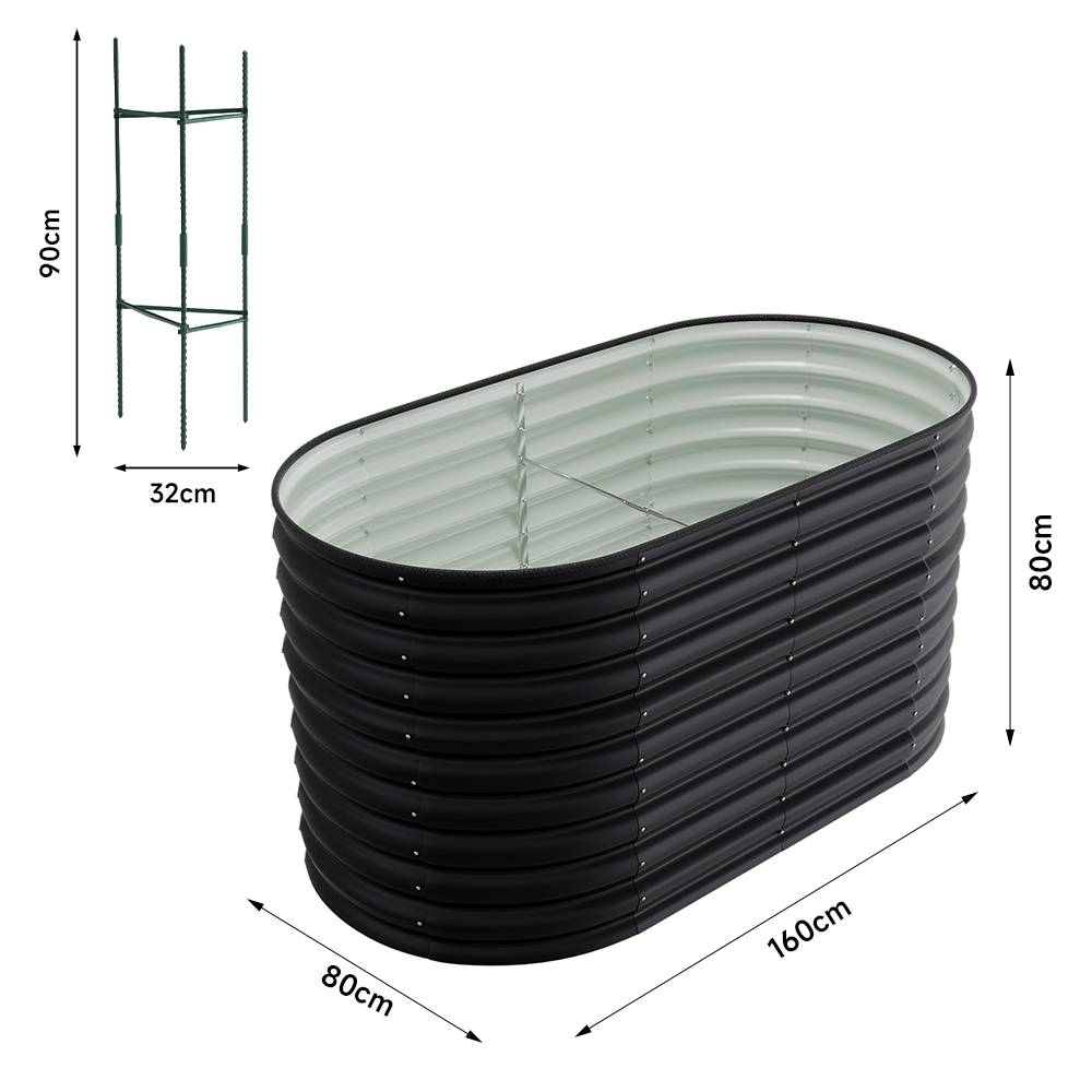 Raised Garden Boxes Oval-shaped Galvanized Steel Raised Garden Bed | Small | Anthracite
