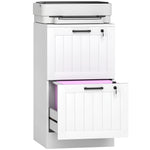 HOMCOM 2 Drawer File Cabinet With Lock And Adjustable Hanging Bars, White