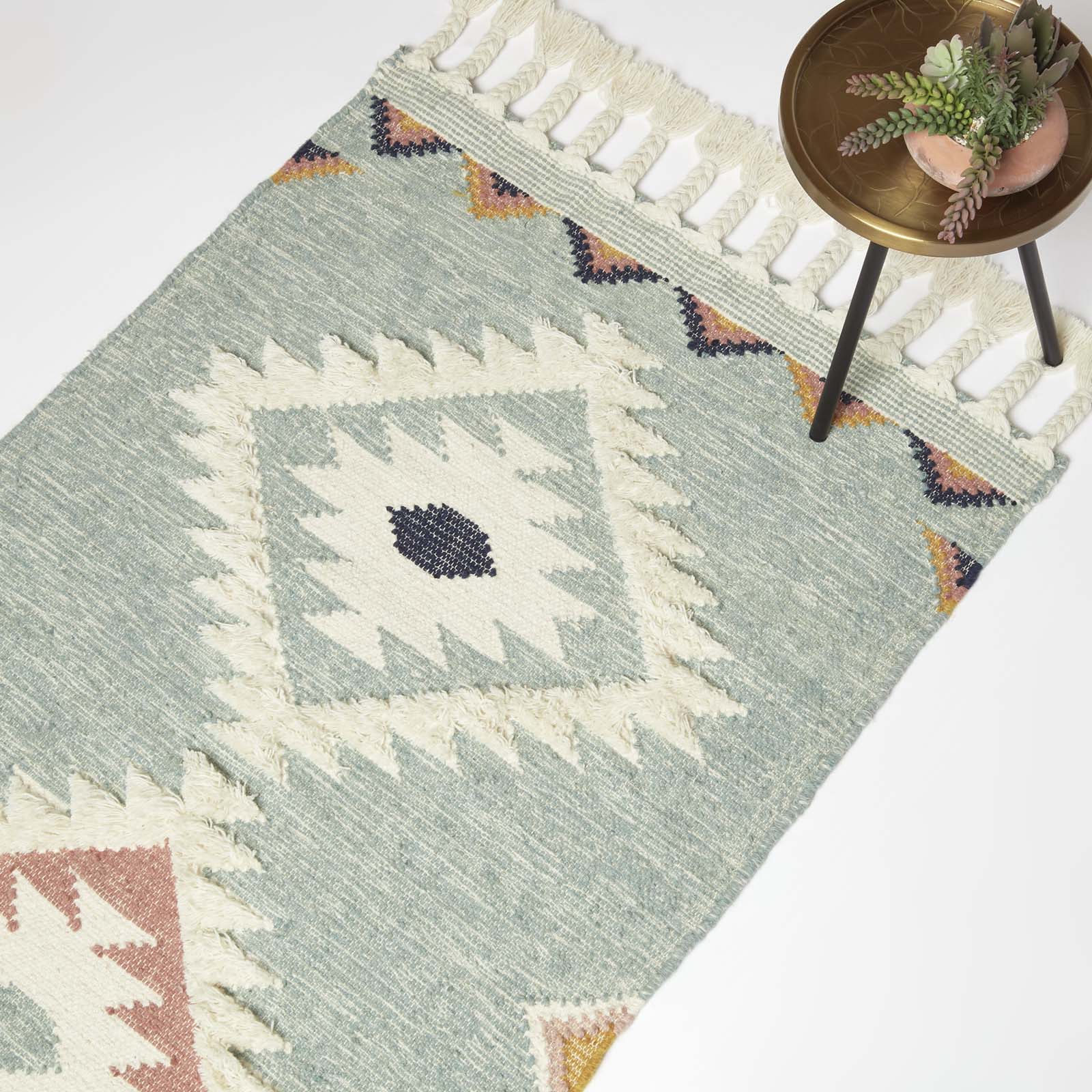 Tenali Blue Kilim Wool Rug | 150cm x 220cm | Blue
