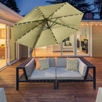 3m Led Cantilever Parasol W/ Solar Lights & Base