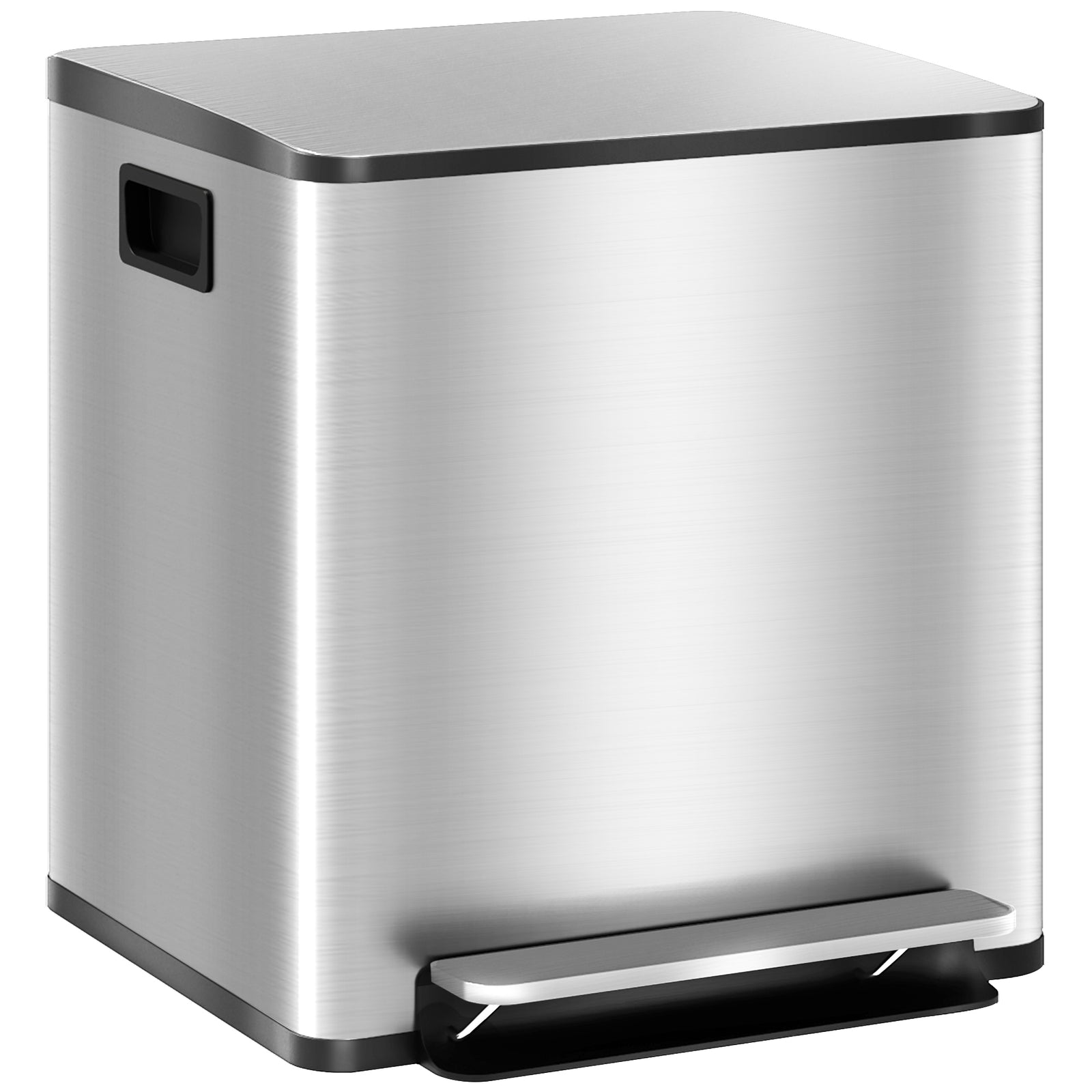 Double Kitchen Bin, Pedal Bin With Soft-close Lid, Silver Tone | S | Silver