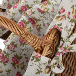 Rectangular Unpeeled Willow Shopping Basket With Garden Rose Lining | Large | Pink