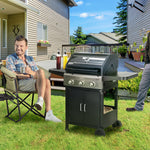 3 Burner Gas Bbq, Trolley, 9kw, Black | Black