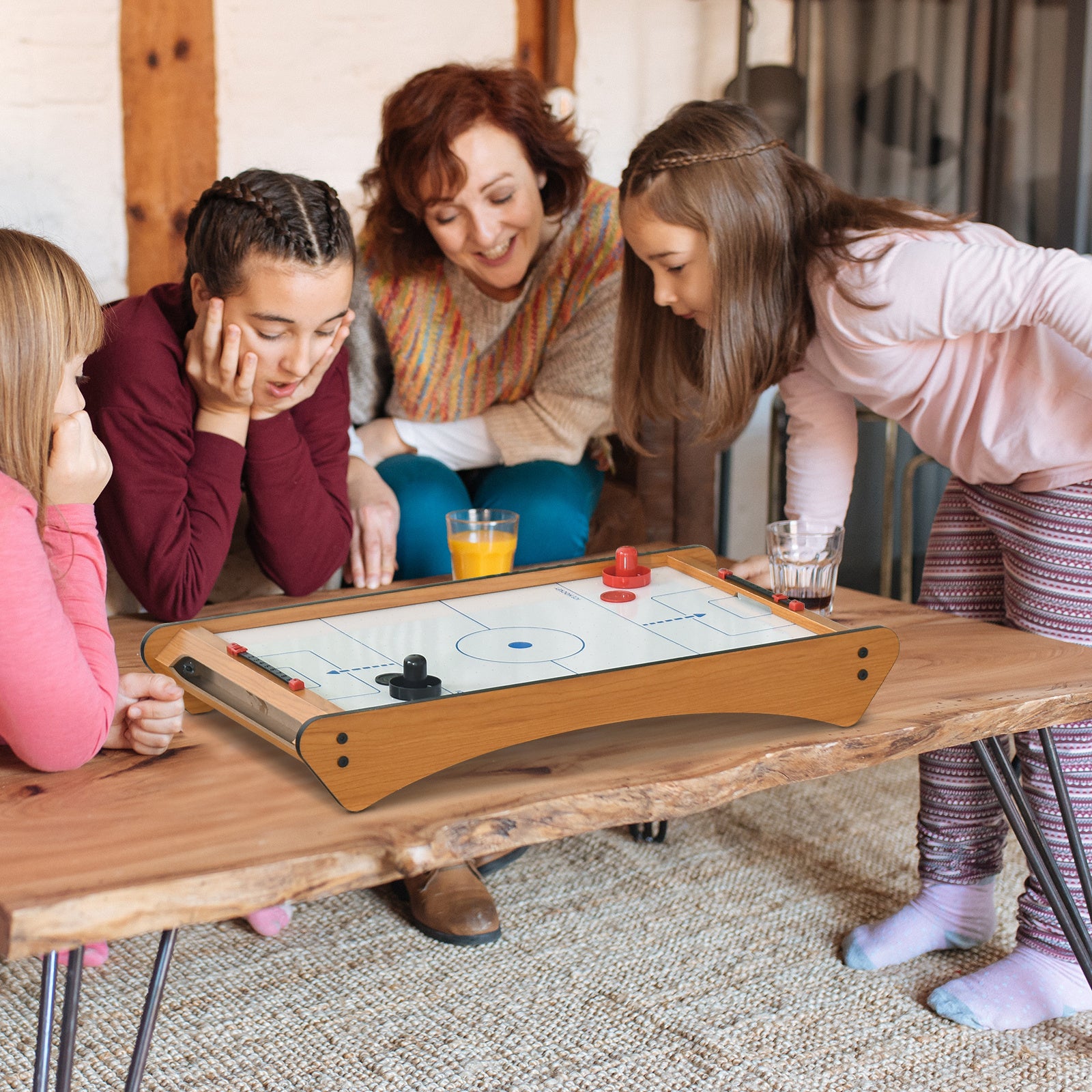 Air Hockey Table Wooden Party Toy | Yellow