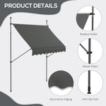 Free Standing Retractable Awning, Dark Grey | Large | Dark Gray