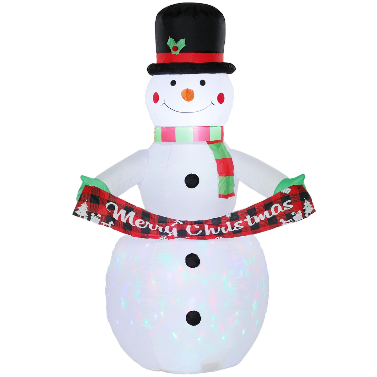 Outsunny Christmas Blow Up Snowman With Colourful Led Light