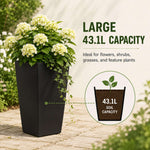 61cm Tall Black Rubber Planters - Indoor Outdoor Planter | Set-of-2