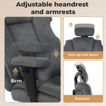 Ergonomic Office Chair Suede Fabric Wide Seat 155° Recline Footrest | Grey