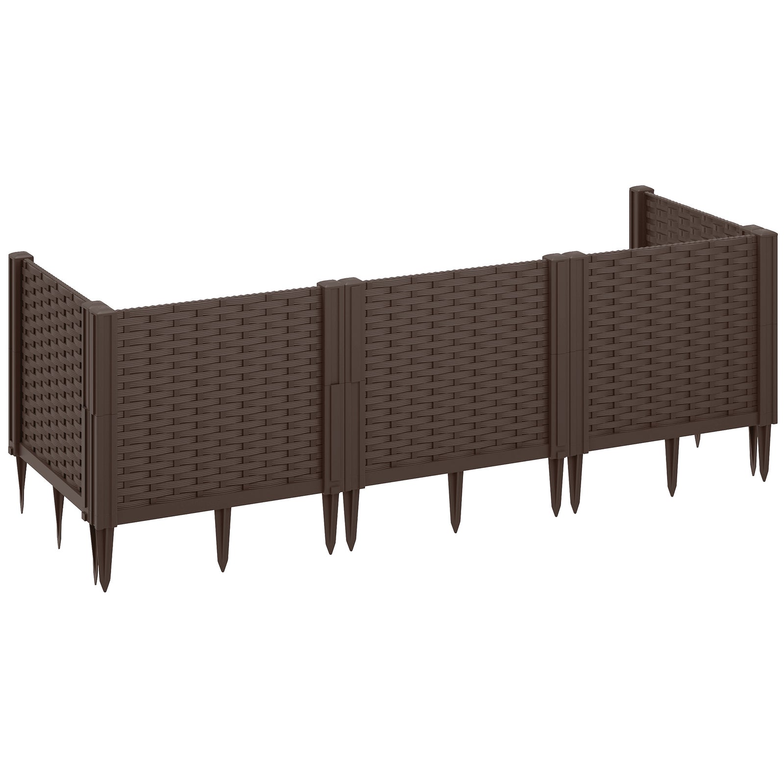Plastic Raised Garden Bed, Modular Planter Box, Brown