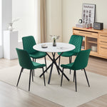 Stylish Seattle Dining Table Set With 4 Amelia Velvet Chairs | Green
