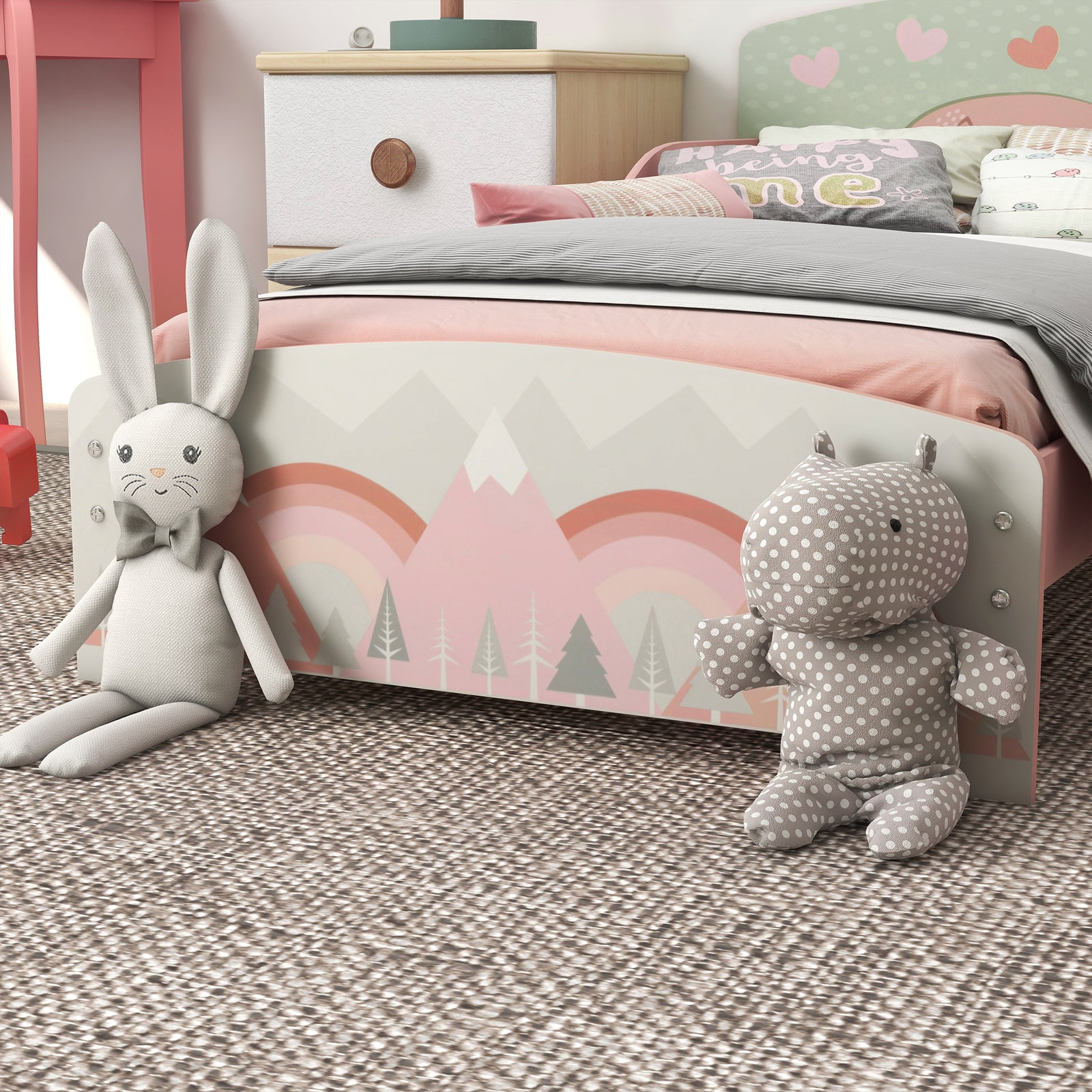 Toddler Bed Frame, Kids Bedroom Furniture For Ages 3-6 Years | Pink