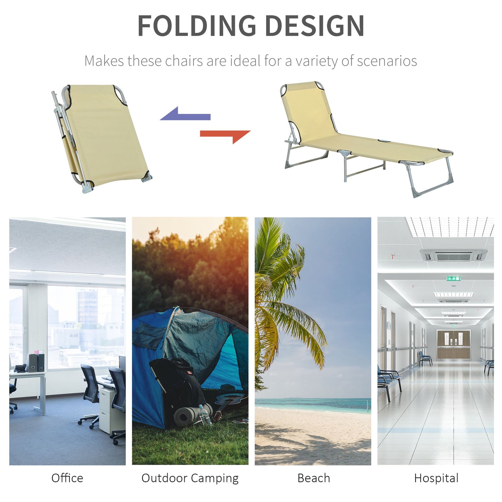 Portable Folding Camping Bed Lounger Army | Beige