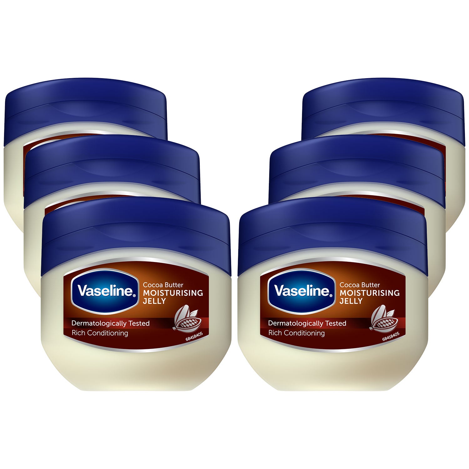 Petroleum Jelly Moisturising Cocoa Butter For All Skin Types 100ml, 6pk