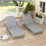 Set Of 2 Resin Reclining Sun Loungers For Garden | Light Grey