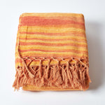 Bed Sofa Throw Cotton Chenille Tie Dye | 150cm x 200cm | Orange