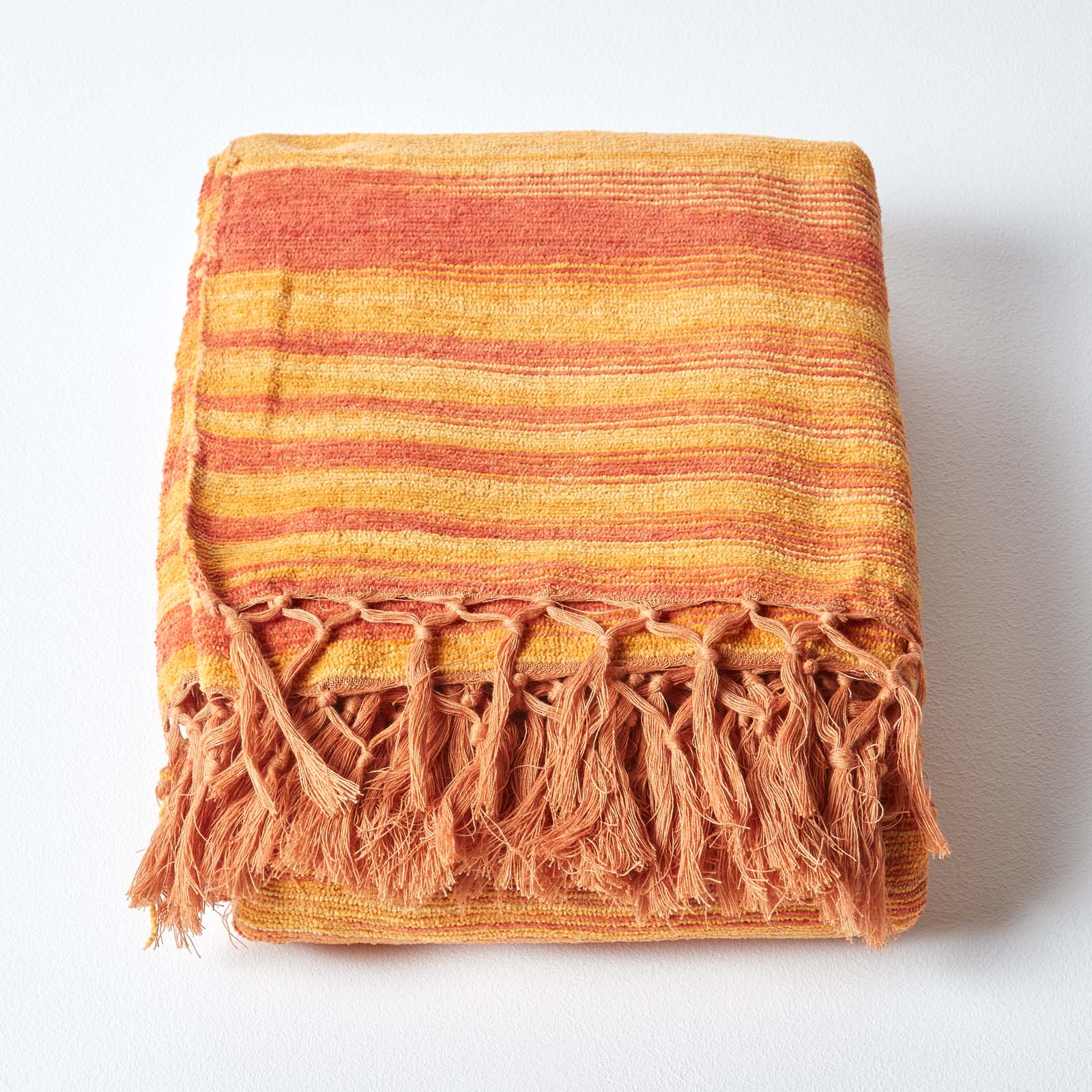 Bed Sofa Throw Cotton Chenille Tie Dye | 220cm x 240cm | Orange