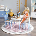 3 Pcs Kids Table & Chairs Dining Set Wood Legs Safe Corners Stars Seating