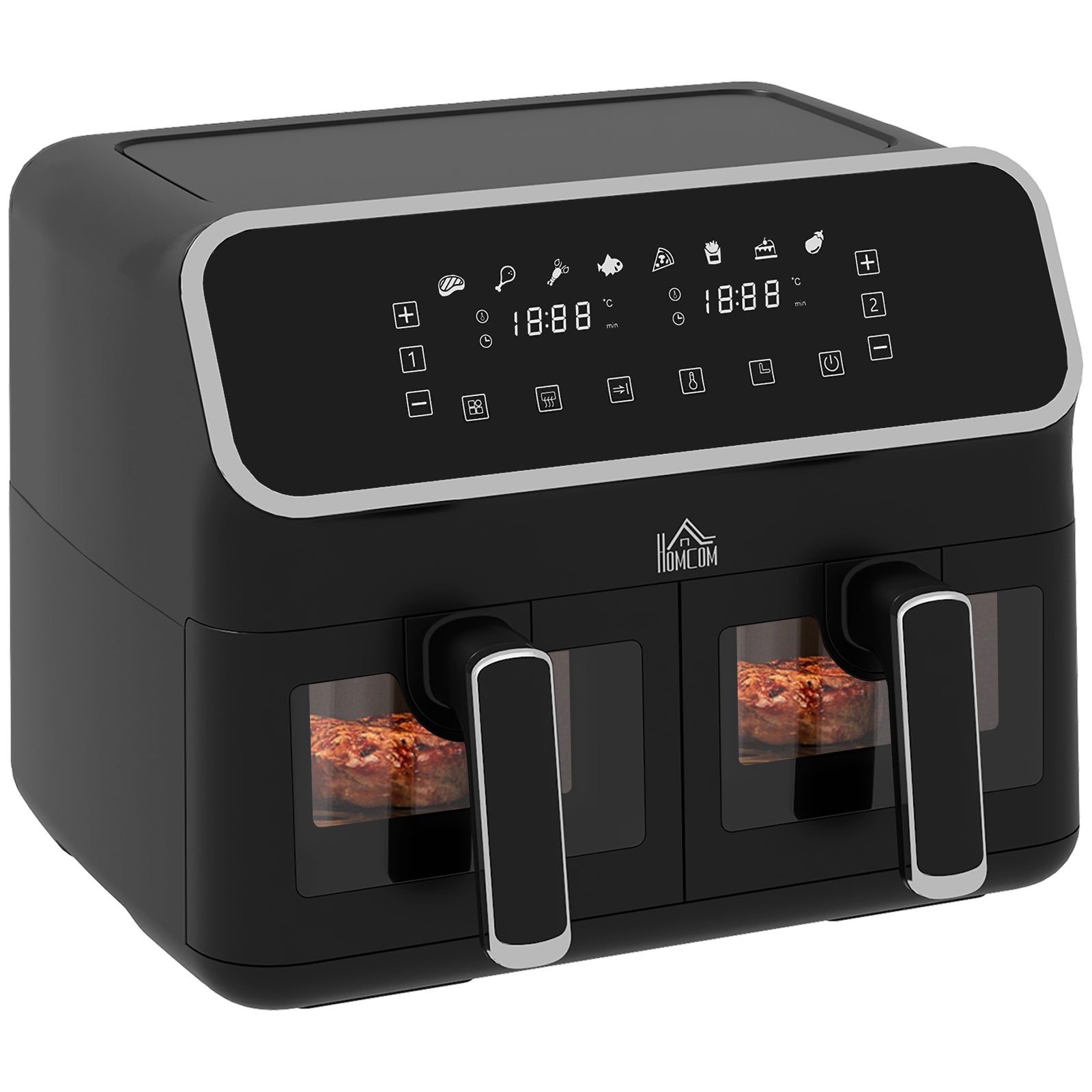 Dual Zone Air Fryer 8l Double Air Fryer With Sync Finish | One Size | Silver