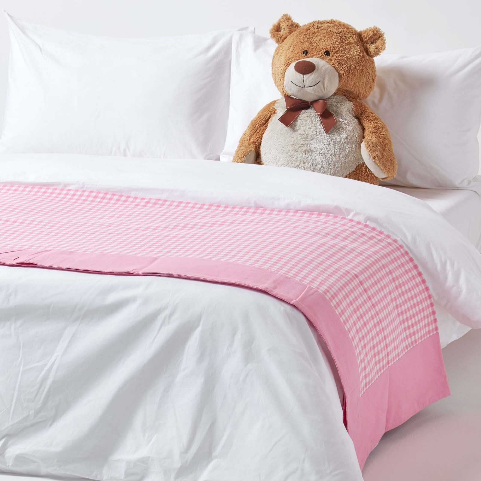 Cotton Gingham Check Throw | 150cm x 200cm | Pink