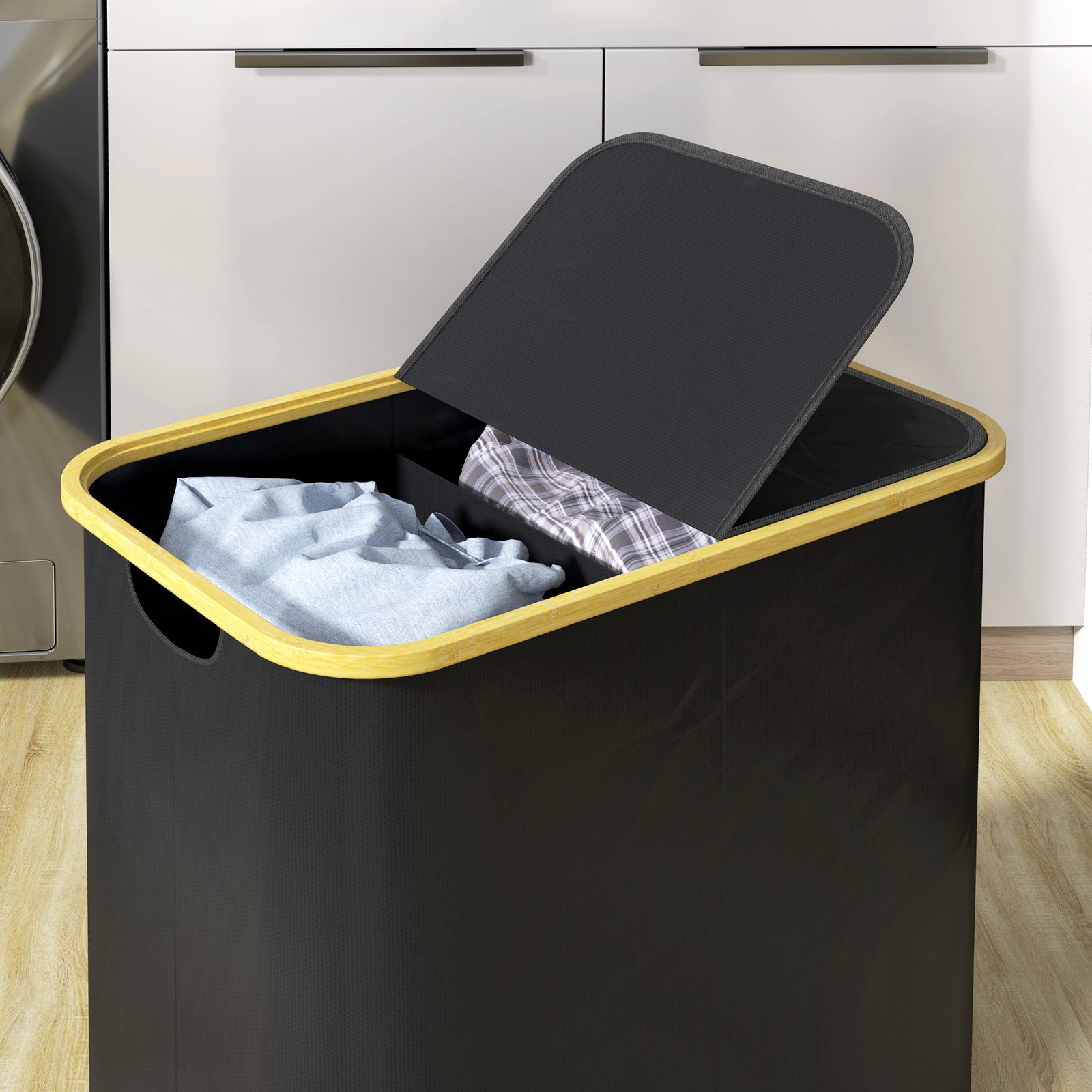 80l Collapsible Laundry Hamper, Washing Basket For Bathroom
