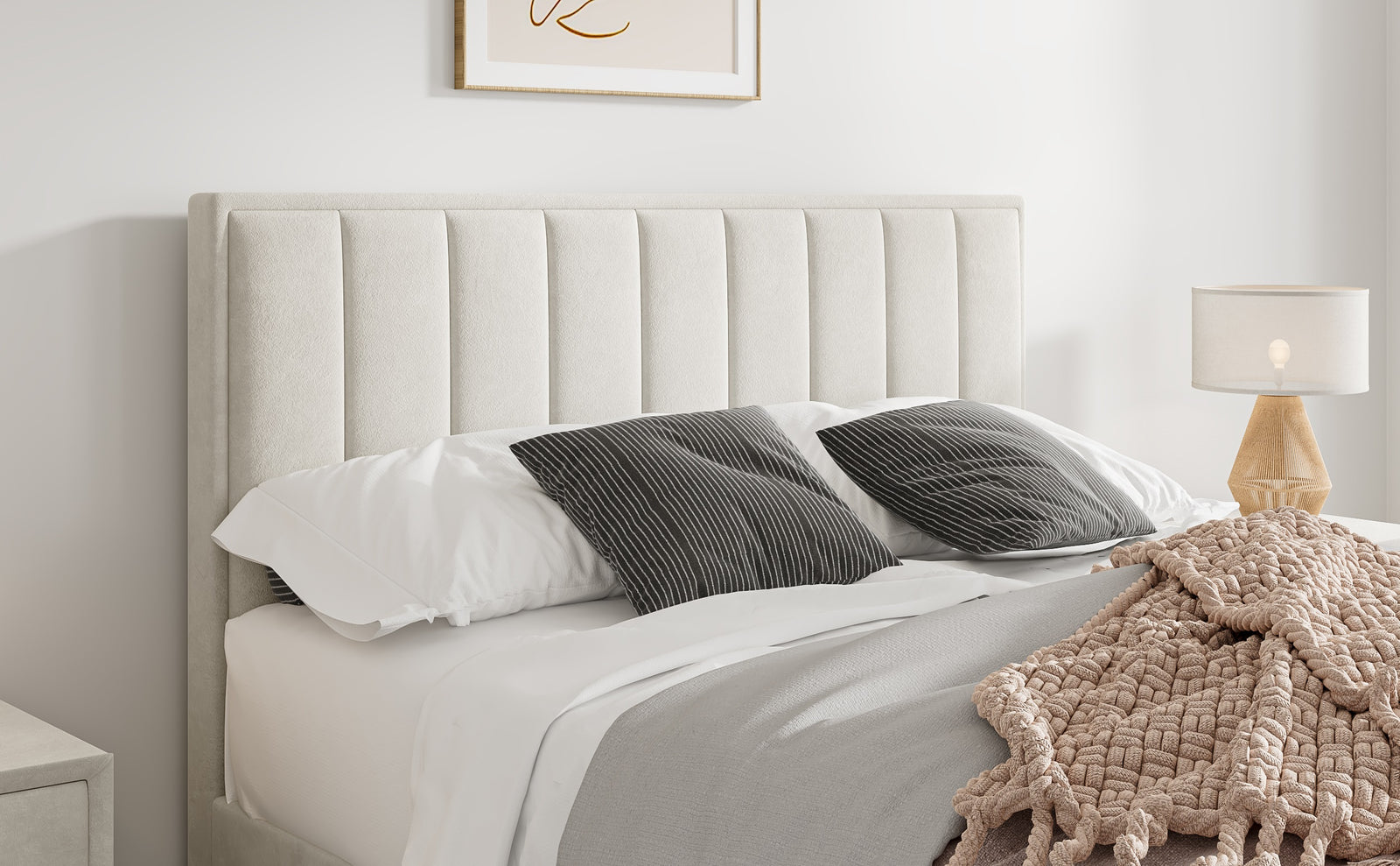 Rhodes Velvet Ottoman Bed | King | Natural