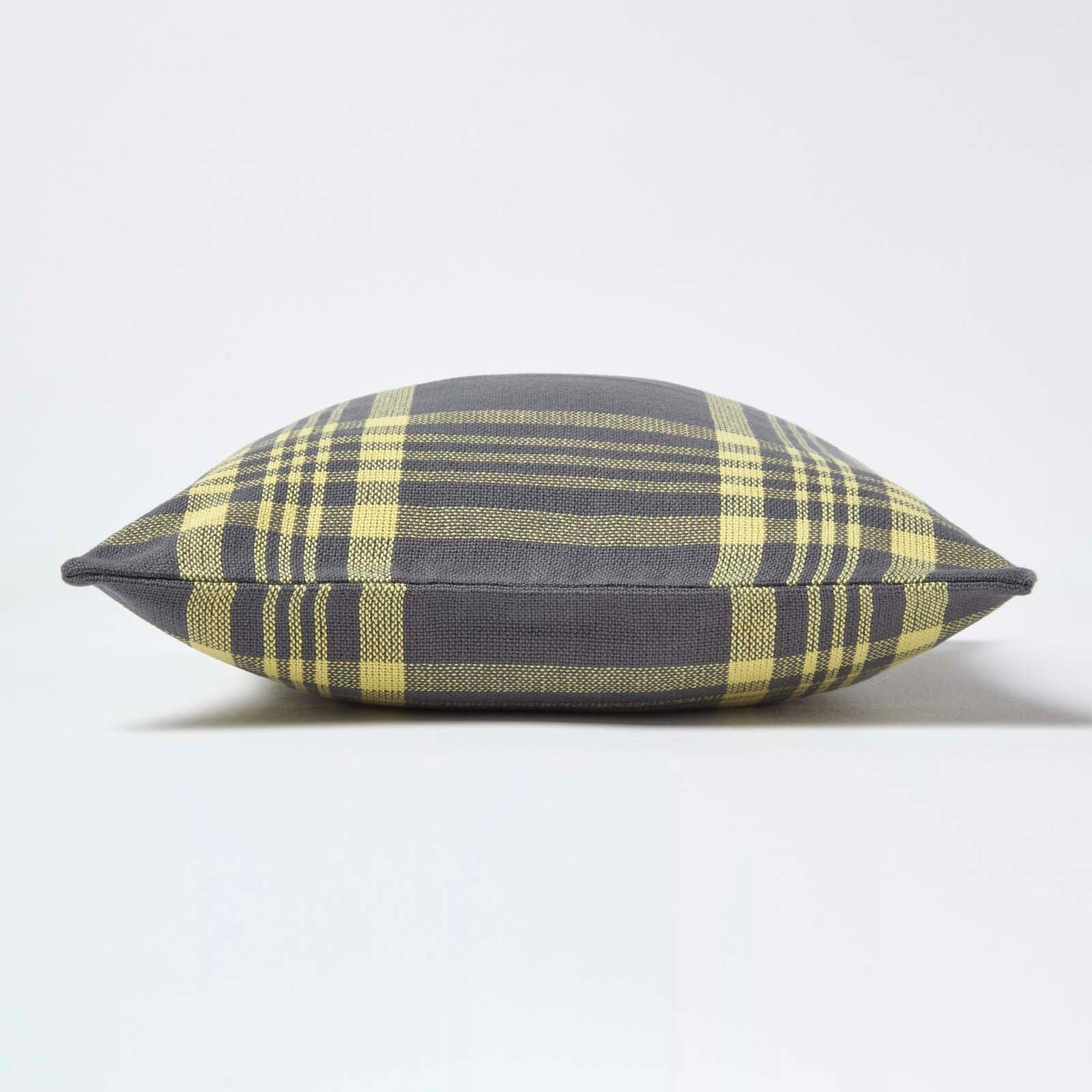 Tartan Check Pattern Cushion Cover | 45cm x 45cm | Yellow & Grey