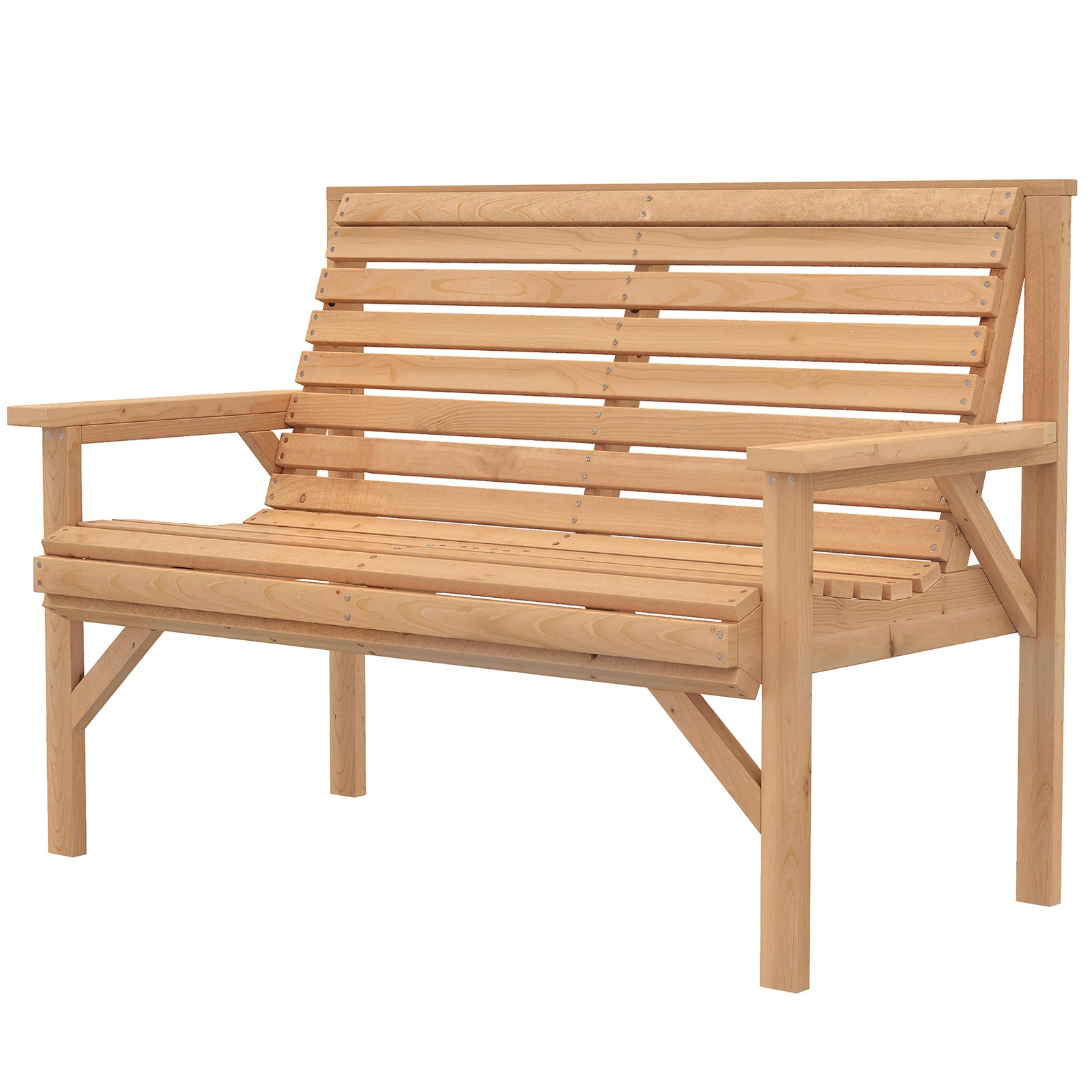 Wooden Garden Bench 2 Seater, Patio Bench For Indoor Outdoor | Natural