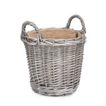 Wicker Antique Wash Finish Lined Log Basket | Small | Brown