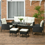 Rattan Garden Furniture Set W/2 Armchairs Sofa 2 Footstools | White