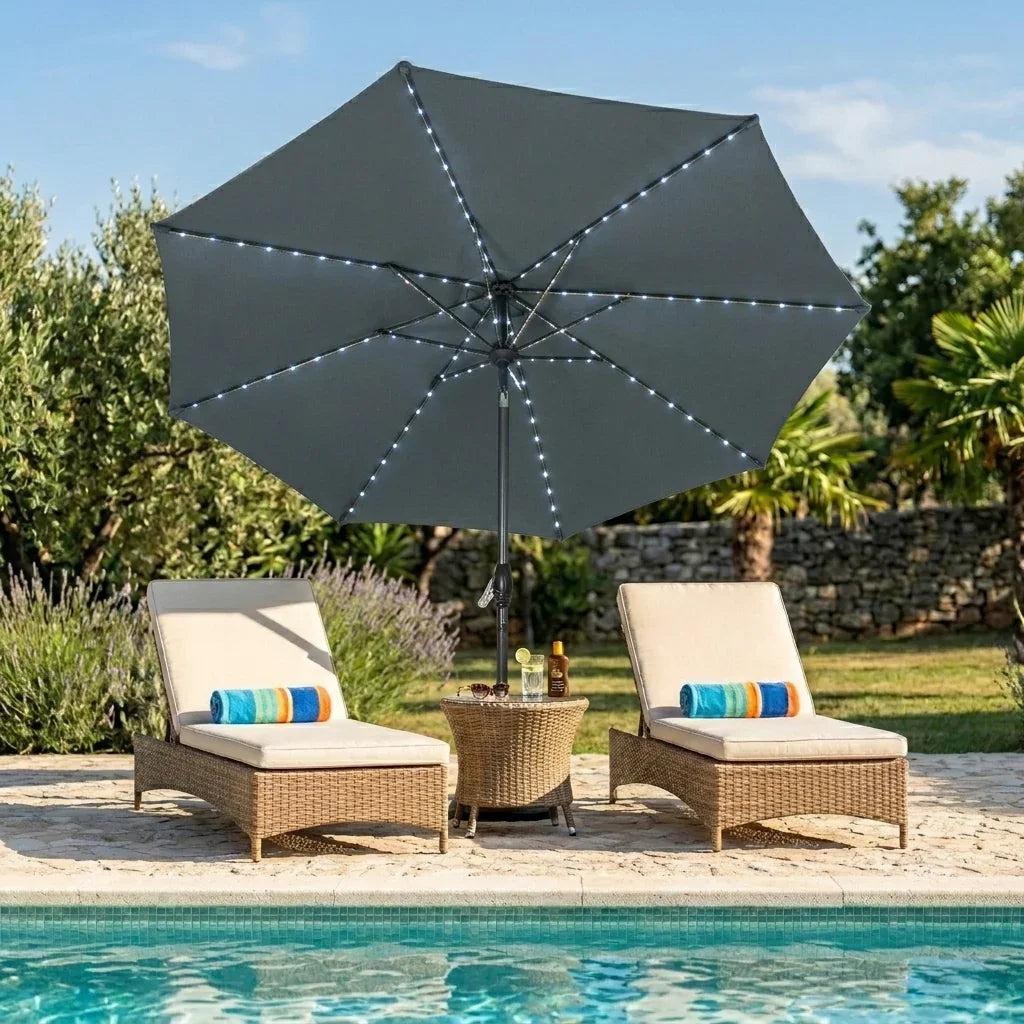 Led Tilt Parasol 2.7m | Grey