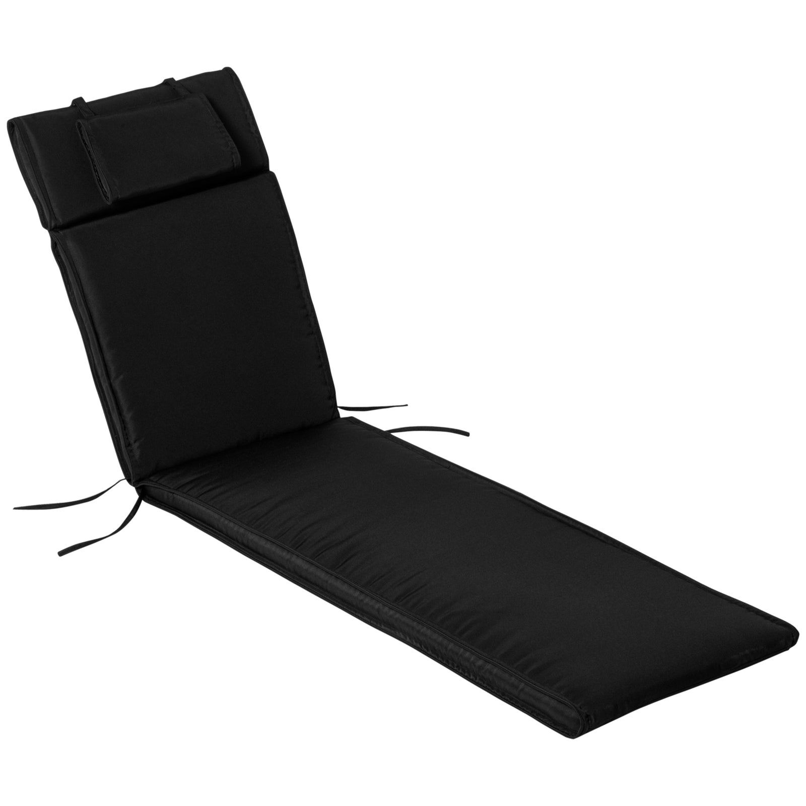 Garden Sun Lounger Chair Cushion Reclining Relaxer Outdoor | Black