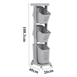 4-tier Storage Rack Laundry Basket With Wheels | Grey