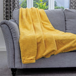 Blanket Throw Soft Faux Fur 160 X 130cm Fleece Overblanket Fluffy Blanket  For Sofa & Beds | L | Gold
