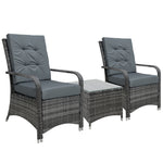 3pc Rattan Table Chair Bistro Garden Furniture Set Wicker | Gray