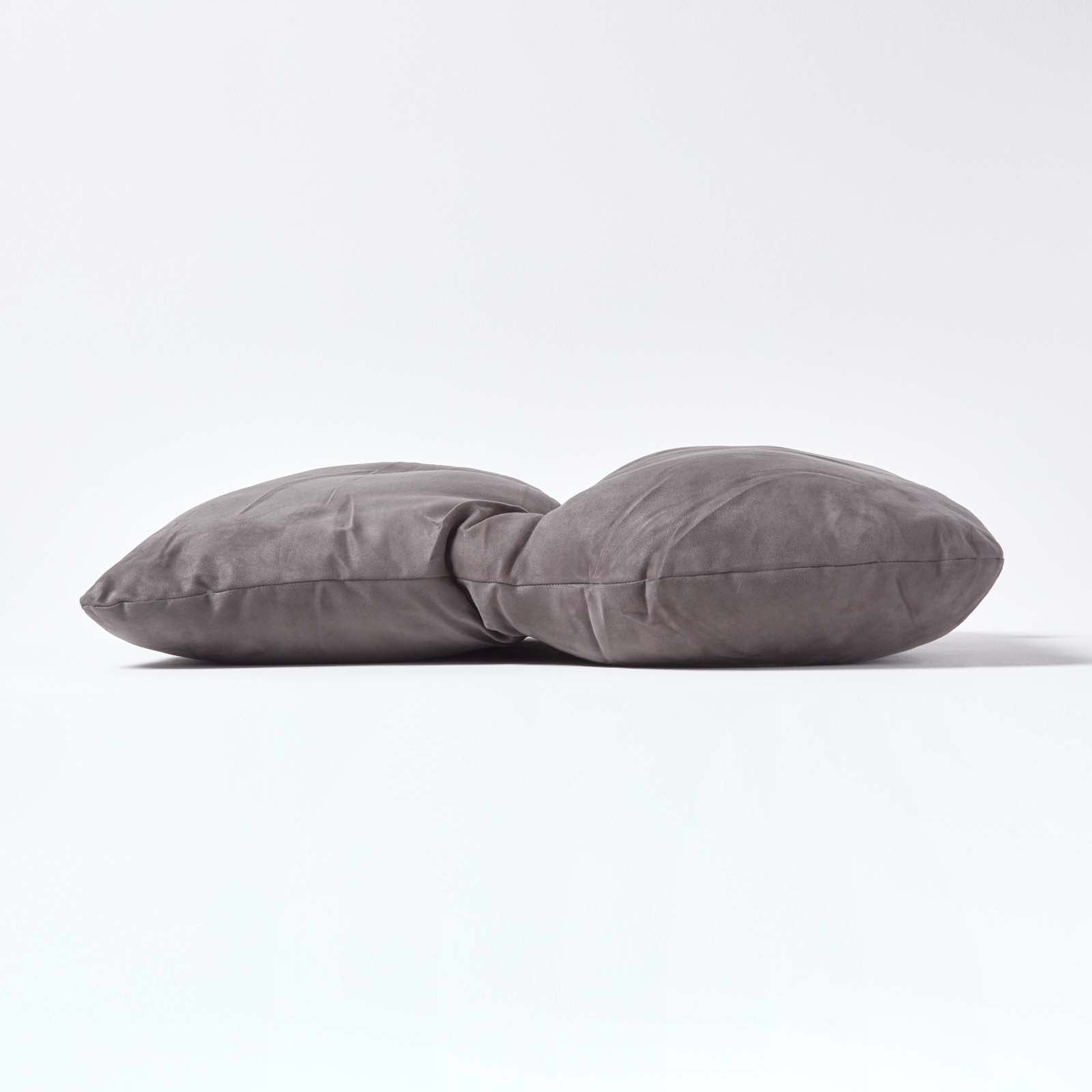 Faux Suede Back Support Thick Lumbar Cushion | Grey