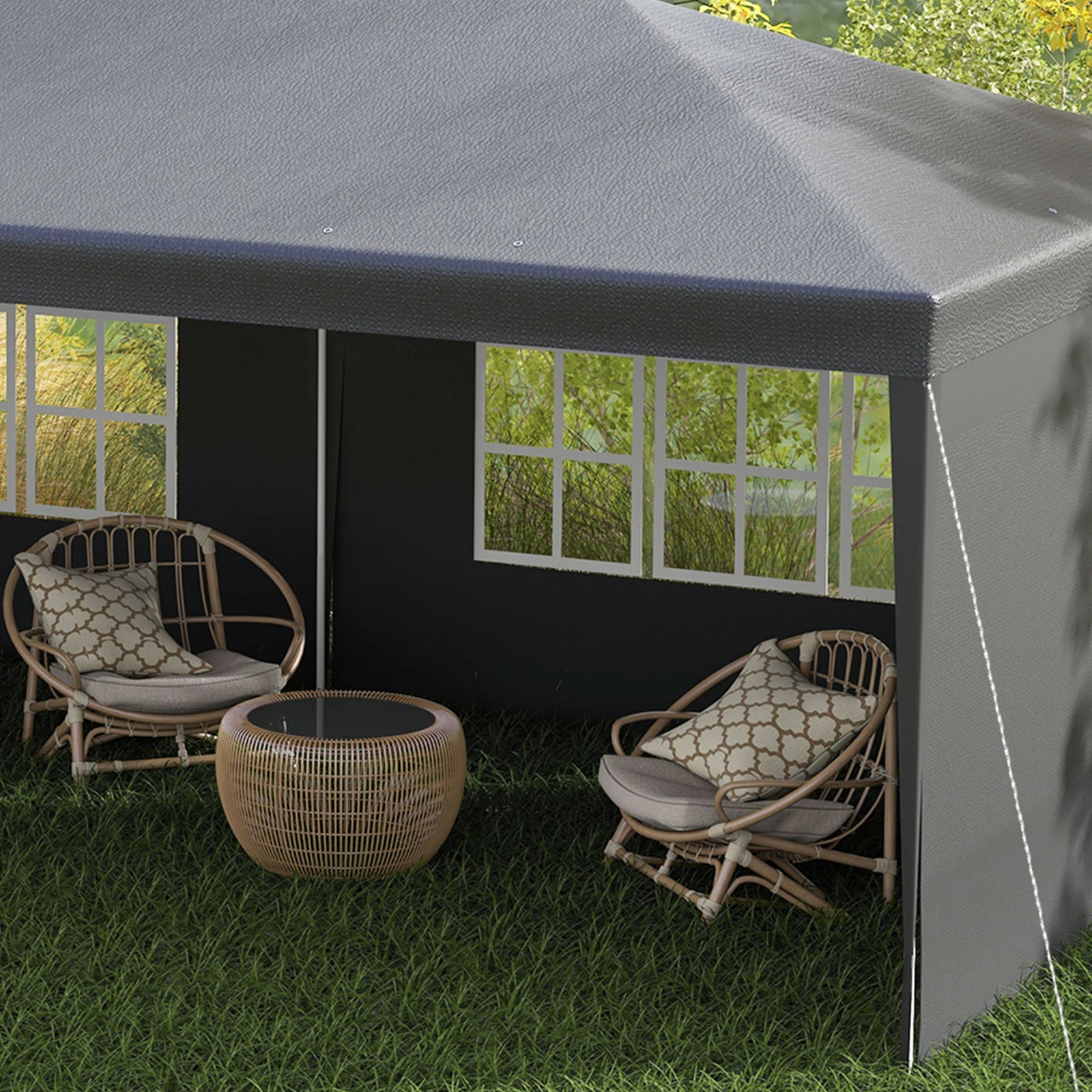 6m X 3m Garden Gazebo Marquee Canopy Party Tent Canopy Patio | Dark Gray
