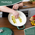 Shallow Cast Iron Casserole Pot With Lid, 5-quart, (32 Cm) | Dark Green
