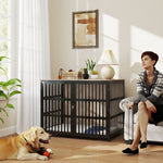 Dog Crate Furniture, 100cm Dog Cage With Anti-chew Resistant Mesh | XL | Brown