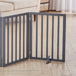 Foldable Freestanding 3/4-panel Pet Gate, Indoor Safety Barrier For Doorways, Halls & Staircases | Small | Grey