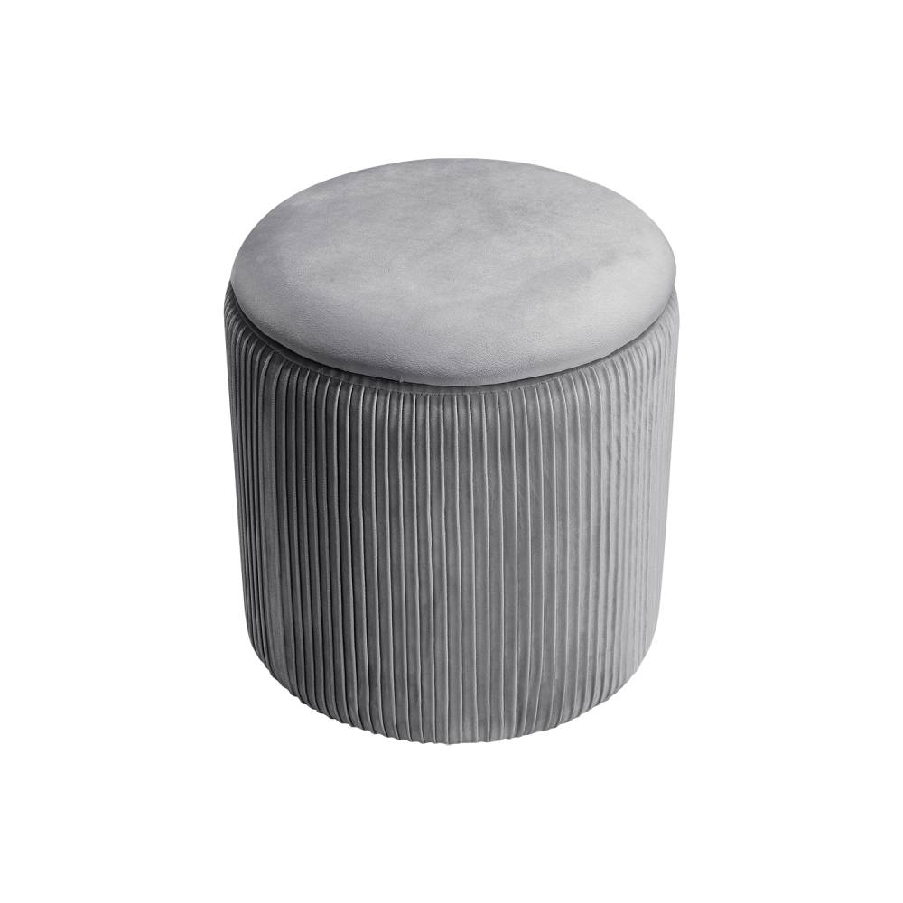 Modern Pleated Storage Ottoman – Lift-up Lid Footstool, Footrest & Storage 38cm Dia X 38cm H