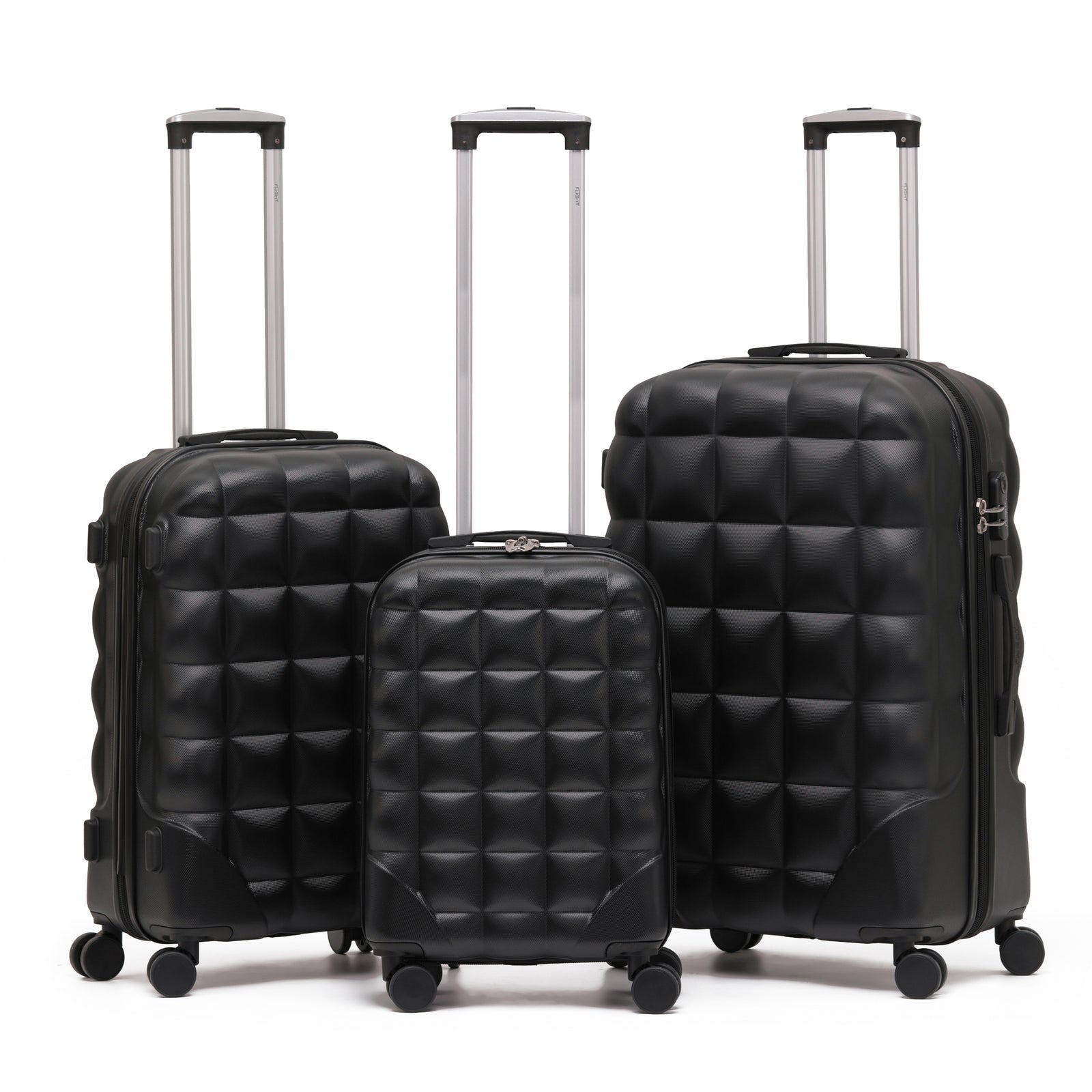 Set Of 3 Hard Case Bubble Design Check-in Size Suitcases Hold Luggage - Overhead Cabin Bag With Medium & Large Check-in 20kg+ Hold Suitcase | Set-of-3 | Black