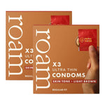 6x Light Brown Condom For Safer Sex & Contraception (3x2 Pk)