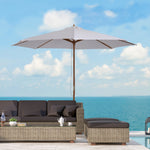 3m Wooden Bamboo Parasol Outdoor Umbrella Canopy | White