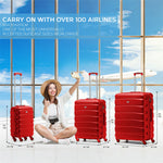 Set Of 3 Hard Shell Suitcase Cabin & Check In Cases With Tsa Lock - Overhead Cabin With Medium & Large Check-in Bag | Set of 3 | Red
